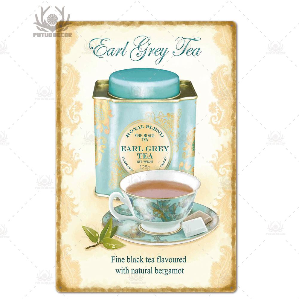 Tea Sign Metal Sign Plaque Metal Vintage Shabby Chic Tin Sign Metal Poster Decorative Iron Plate Kitchen Wall Decor