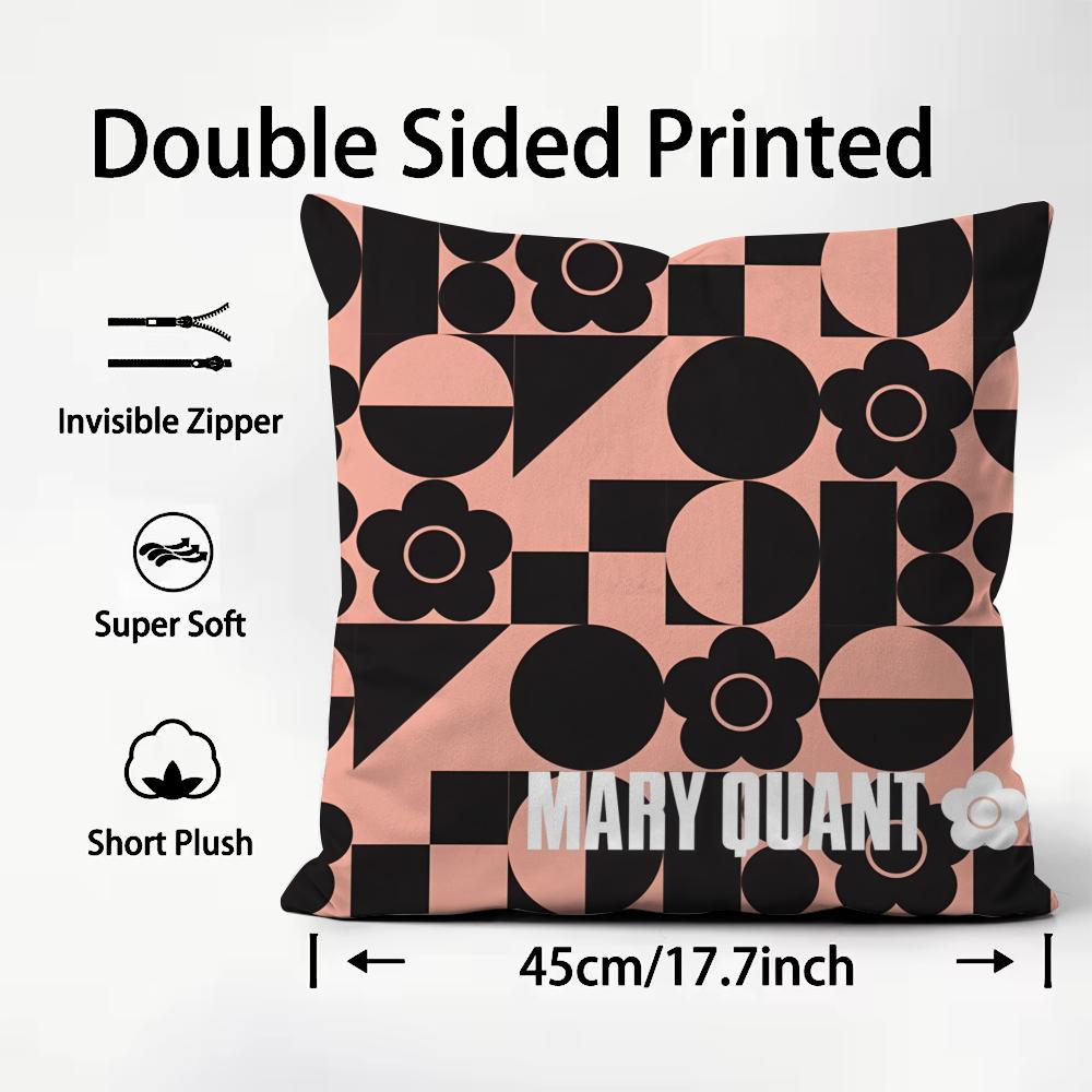 Fashion Brand MMary QQuant Cushion Cover Plush Fabric Soft DoubleSided Printed Sofa Warm Winter Home Child Gift Pillow Case
