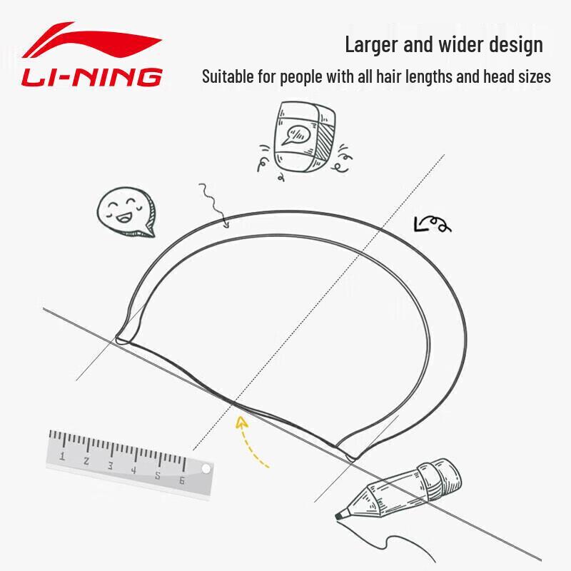 Li-Ning Унисекс силиконовая шапочка для плавания с цветочным принтом для длинных волос