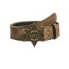 Youth Sheriff Letter Casual Leather Belt Metal Snap Buckle Rivets Daily Wear