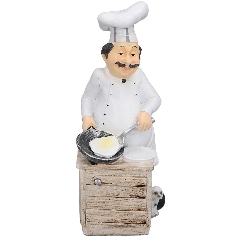 Chef Cooking Figurine Small Stereoscopic Art Ornament Resin Decoration Statue for Kitchen Living Room Bedroom