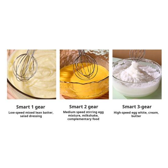 Portable Hand Mixer Electric USB Rechargeable Cordless Egg Beater with 2 Stirring Nets 3 Speeds Kitchen Whisk for Baking