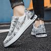 Men’s White Print Sports Shoes Women Street Style Unisex Running Sneakers Shoes Students Over Sized Couple Shoes