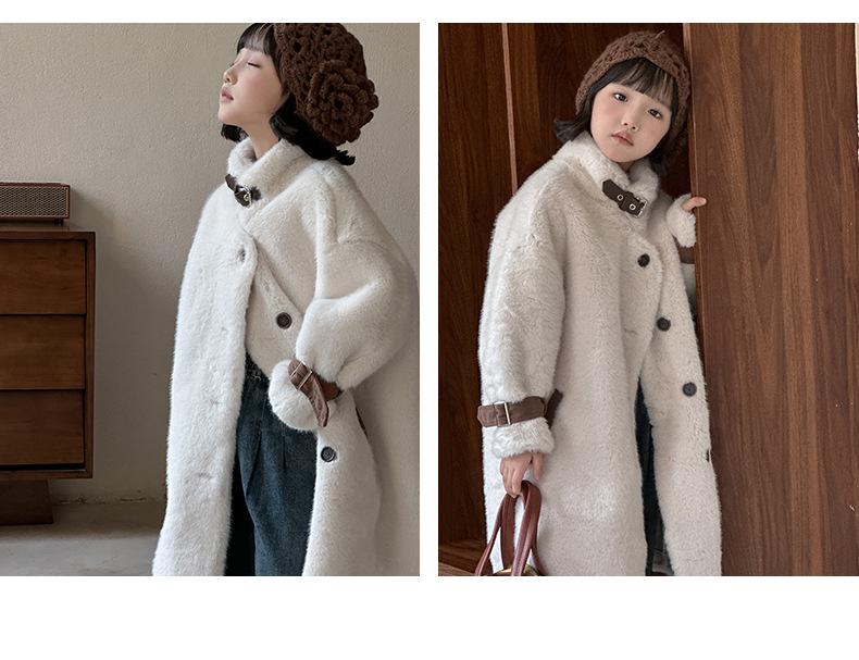 Детское пальто средней длины из искусственного меха норки - Зимняя коллекция 2025