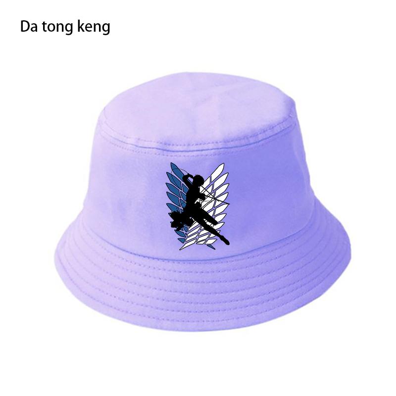 Летняя шляпа японского аниме «Атака Титанов», женская панама-ведро унисекс, дизайнерский плоский козырек, шляпа рыбака в стиле аниме 90-х годов