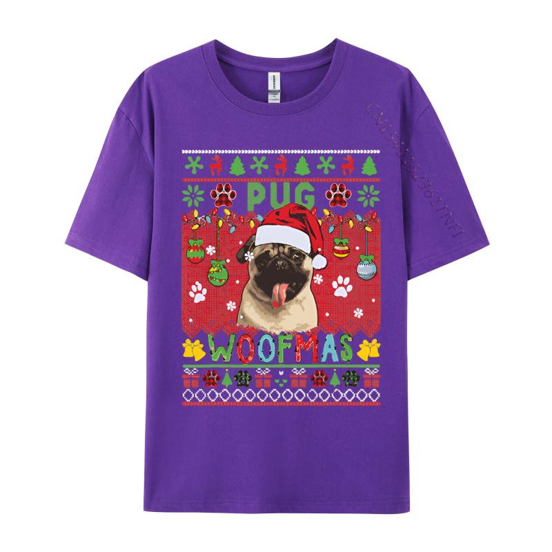 Pug Christmas Woof Santa Pug Matching Tshirt Graphic T Shirts 100 Cotton Breathable Tshirt Free Shippping Clothes