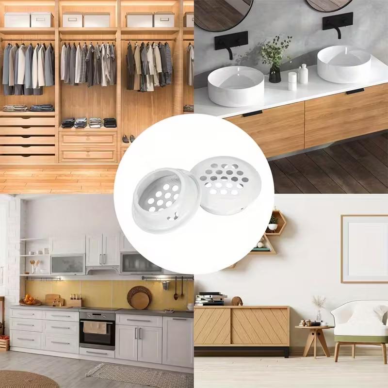 18pcs Cabinet Air Vent Hole Cover Round Metal Mesh Hole Plug 3.5 Cm Air Vent Cover Wardrobe Grille Ventilation Systems