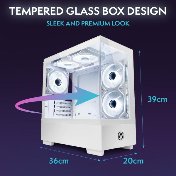 Vibox V-174 Gaming PC Complet • Ryzen 5 5500 4,2 GHz • RTX 5060 8GB • 16GB RAM • 1TB SSD • Windows 11 • WiFi 6 + Bluetooth 5.4