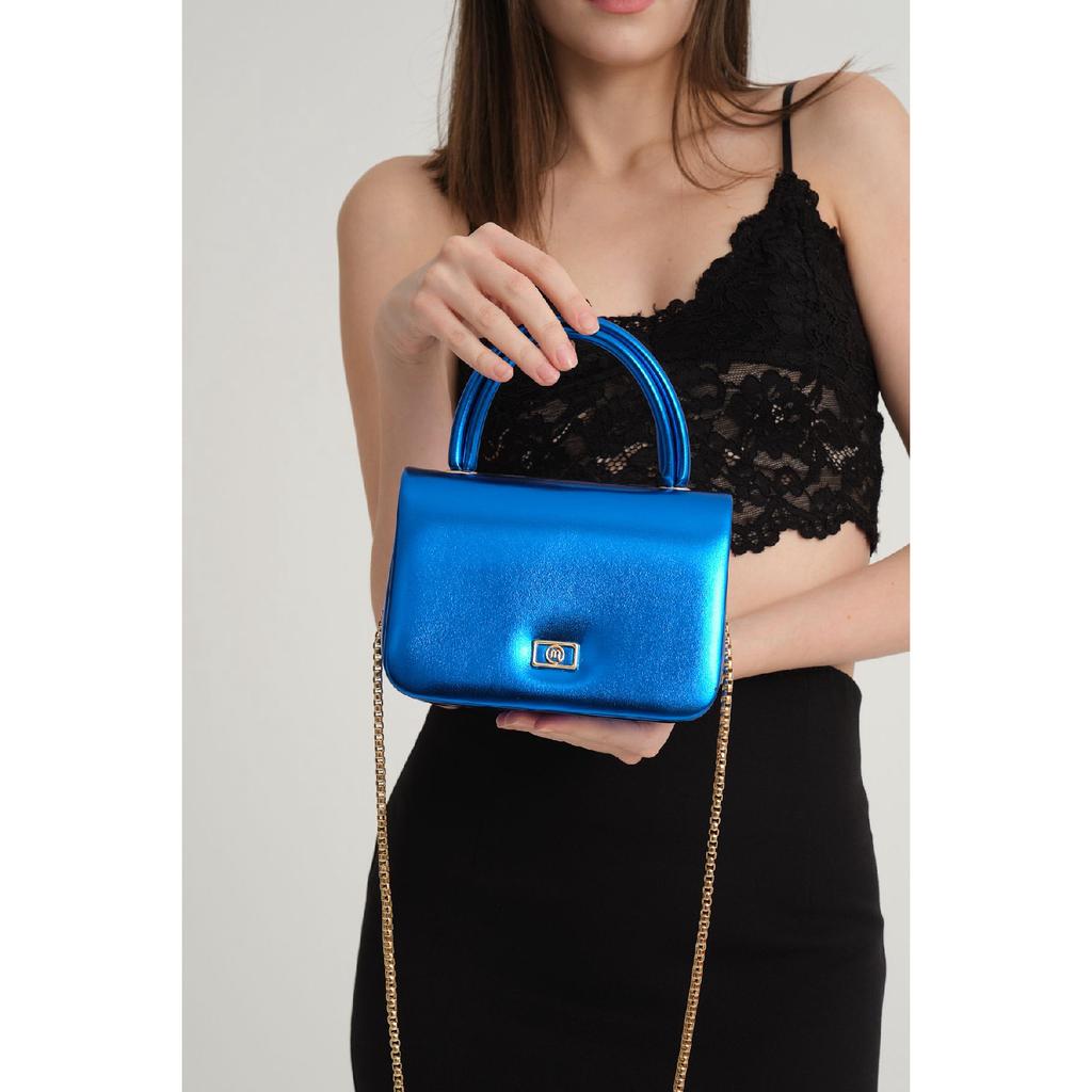 Женская сумка золотого цвета с золотым блестящим ремешком-цепочкой Женская сумка на плечо Сумка для вечернего платья