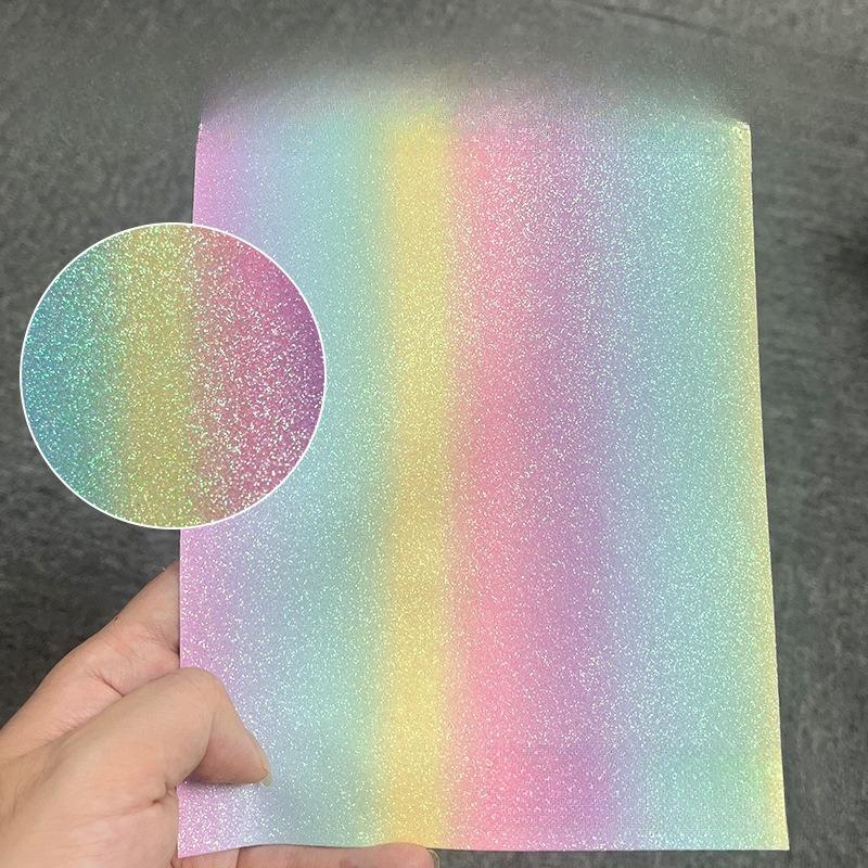 Rainbow Flashing Beadwork Glitter Fabric Set with Thick Fine and Coarse Glitter Fabrics for DIY Beading Tools