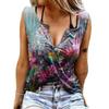 Women Tanks Sexy V Neck Sleeveless Summer Tops Vest 3D Print Purple Tie Dyeing Tops