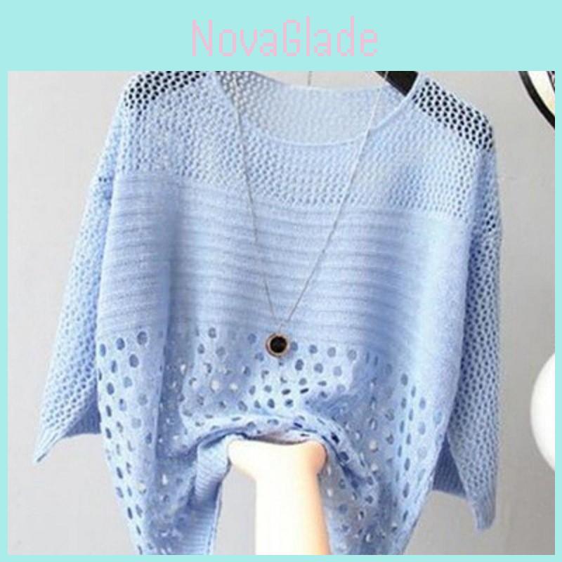 Summer Knit Sweater With Hollow Out Design For Casual Womens Wear