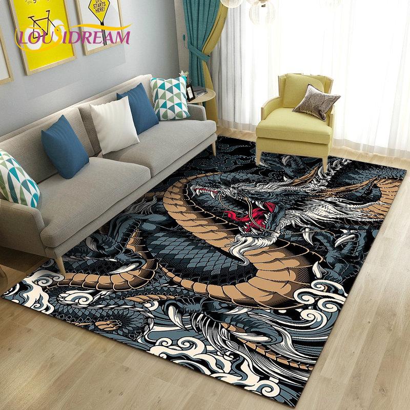 3D Cartoon Dragon Area Rug Large,Carpet Rug for Living Room Bedroom Sofa Doormat Kitchen Decoration,kid Play Non-slip Floor Mat