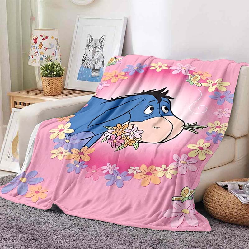 1PC Cartoon Winnie The Pooh Blanket Soft and Warm Flannel Material Suitable for Home Travel Camping RV Child Luxury Gift