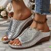 Women's Snakeskin Pattern Sandals Platform Slip On Soft Sole Casual Seaside Slides Low Wedge Vacation Slides