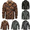 Мужская осенне-зимняя винтажная толстовка с капюшоном на молнии, камуфляжное пальто из искусственной кожи
