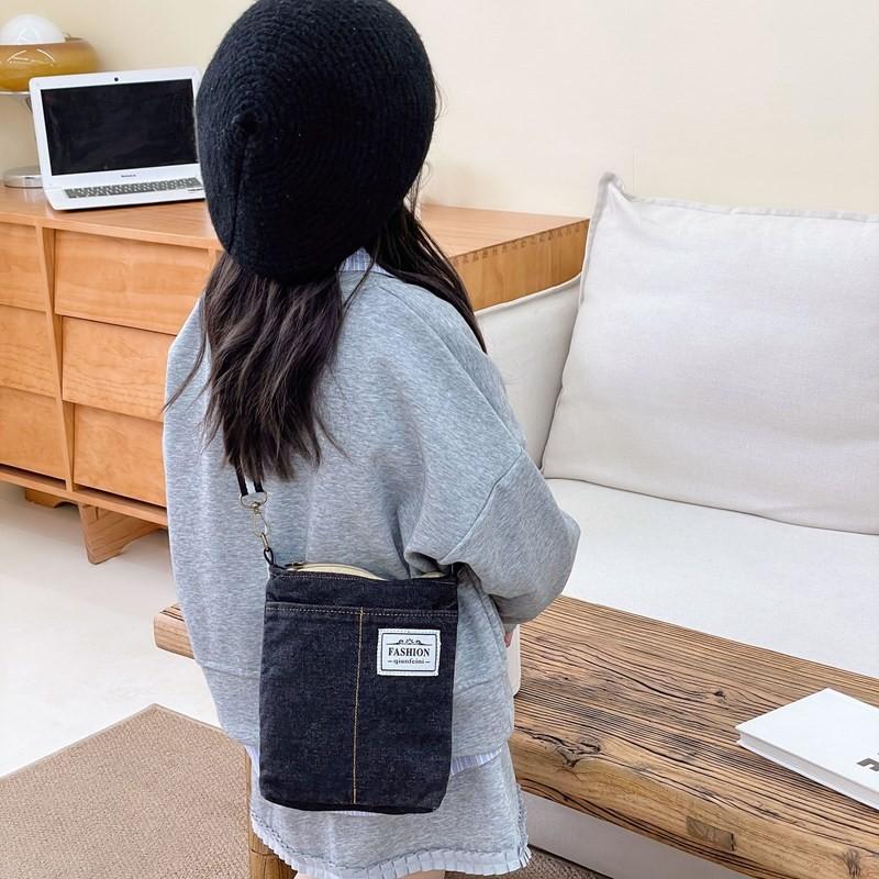 Модный джинсовый детский рюкзак Стильный дизайн с буквами Унисекс наплечная сумка для детей