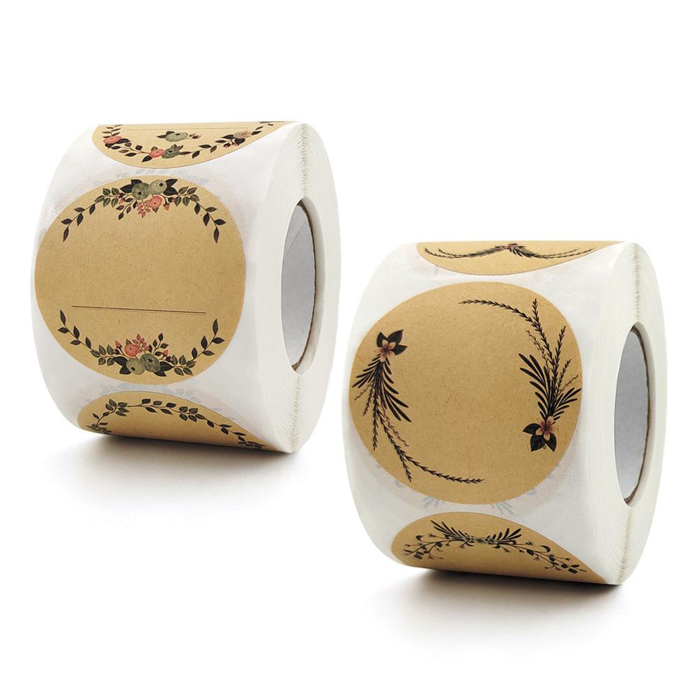 100500 Pcs 2 Inch 5cm Kraft Paper Flowers Thank You Label Stickers for Gift Card Package Party Wrapping Baking Small Business