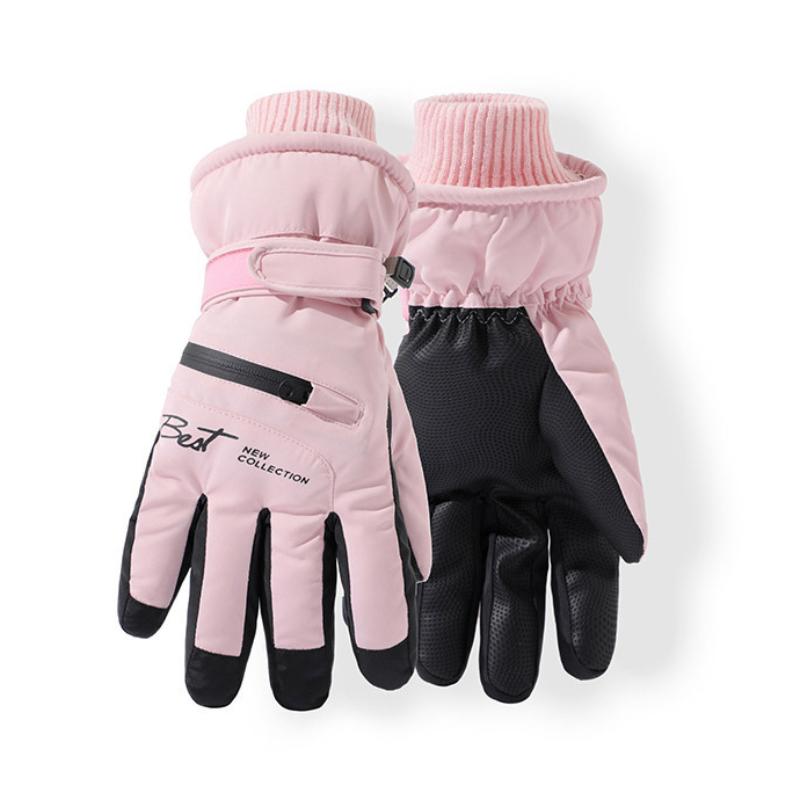 Зимние лыжные перчатки для женщин для велоспорта на открытом воздухе с плюшем и утолщенными перчатками, нескользящие перчатки, водонепроницаемые перчатки, ветрозащитные спортивные теплые перчатки