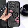 Черный Чехол-Телефон с Узором Сердце-Роза для iPhone 14-17 Pro Max