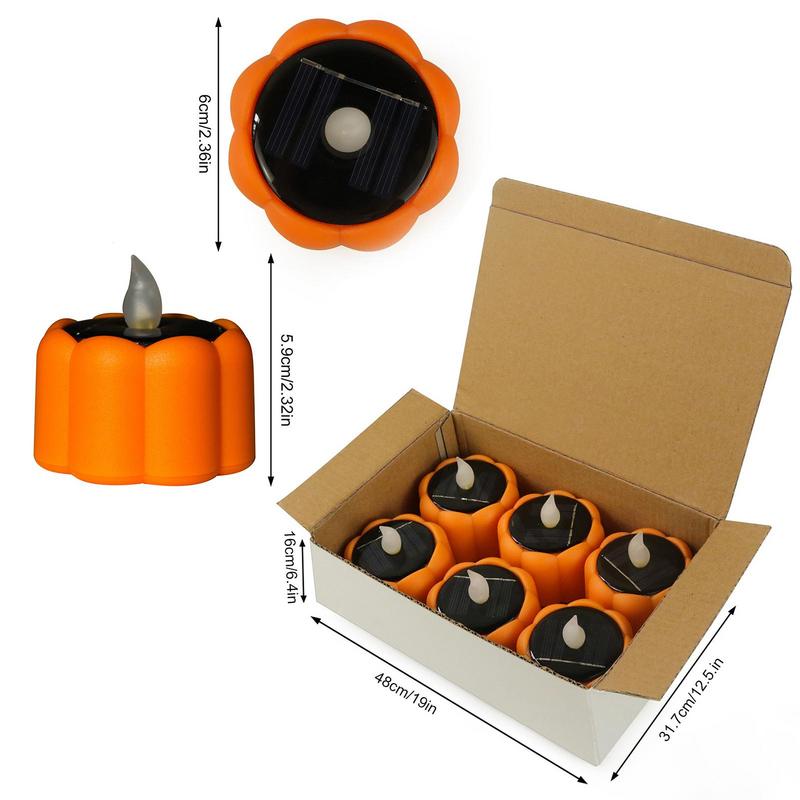Тыквенные свечи 6 шт. мерцающие свечи для Хэллоуина мерцающие солнечные тыквенные чайные свечи для вечеринки дома центральный элемент
