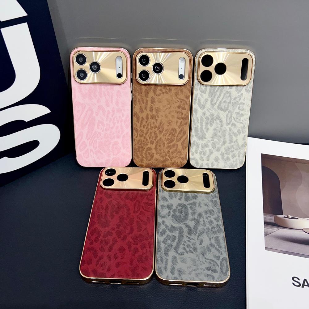 Матовый чехол для телефона с принтом леопарда из ПУ для iPhone 17 Air 16 15 14 Plus 13 12 11 Pro Max, полностью покрытый, мягкий бампер, нескользящий чехол