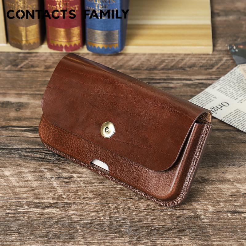 CONTACTS FAMILY натуральная кожа мужская сумка-кошелек для 6,9 дюймового мобильного телефона мужская маленькая поясная сумка поясная сумка для сотового телефона