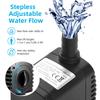 Submersible Water Pump 8W Adjustable Max 600L H Flow Small Fountain Pump with IP68 Waterproof 4 Suction Cup Base Max