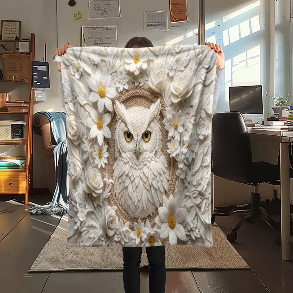 1Pc owl Print Flannel Blanket, High quality Comfortable for All Seasons, Home Decor, Warmth and Comfort, Perfect for Christmas Gifts W65