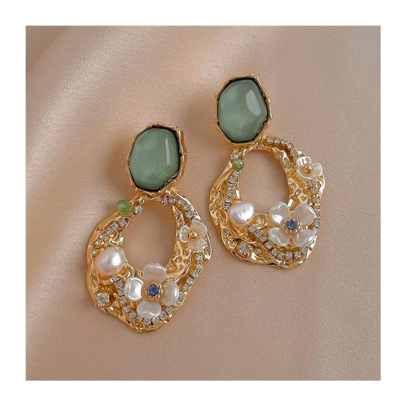 Модные цветочные серьги с жемчужным мотивом, винтажные серьги, легкая роскошь и универсальный стиль