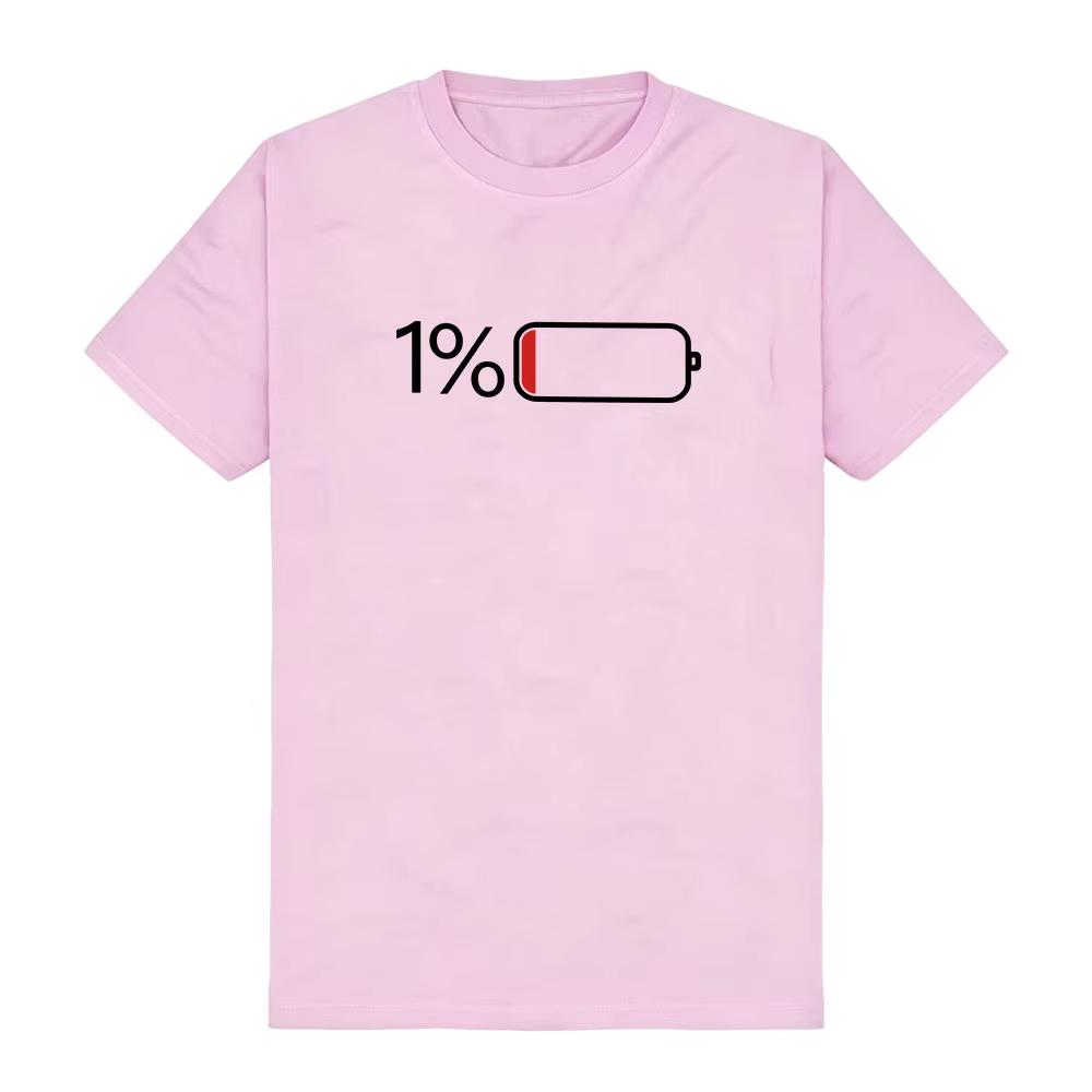 1 Percent Low Battery Status Icon Minimalist Shirt Short Sleeve Pirate Graphic Print Tshirts Unisex Harajuku Hip Hop Punk Oversized T-shirt