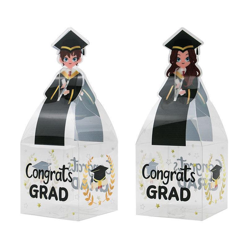 10Pcs Pvc Gift Box Bachelors Uniform Favors Clear Graduation Gift Box Decoration Box Gift Box For Graduation Party