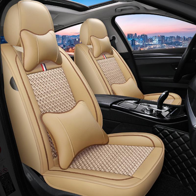 Роскошный чехол на переднее сиденье из искусственной кожи, улучшенная прочная дышащая нескользящая четырехсезонная универсальная защитная подушка на переднее сиденье(Только один чехол на сиденье)