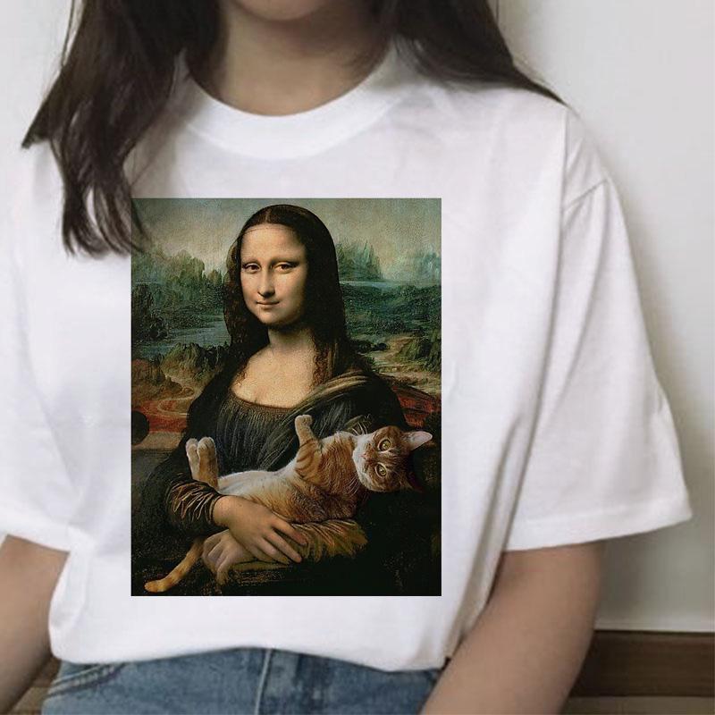 Mona lisa хип-хоп летняя футболка женская футболка для друзей harajuku эстетика смешная футболка корейские женские футболки
