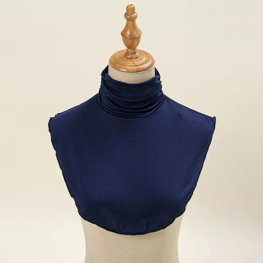 New Womens Muslim Modal Fake False Collar Islamic Hijab Extensions Turtleneck High Neck Cover Warmer Bright Solid Color Half Top