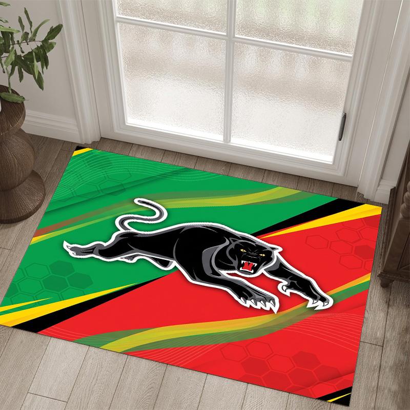Penrith Panthers Design Crystal Velvet Carpet Cozy Non?Slip Printed Rug For Bedroom Living Room Entrance