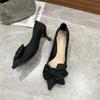Fashion 2024Bow-knot Women's Pumps Fashion Slip-on High Heels Sexy Pointed Office Shoes Solid Color Shoes Modern Party Dress Pumps