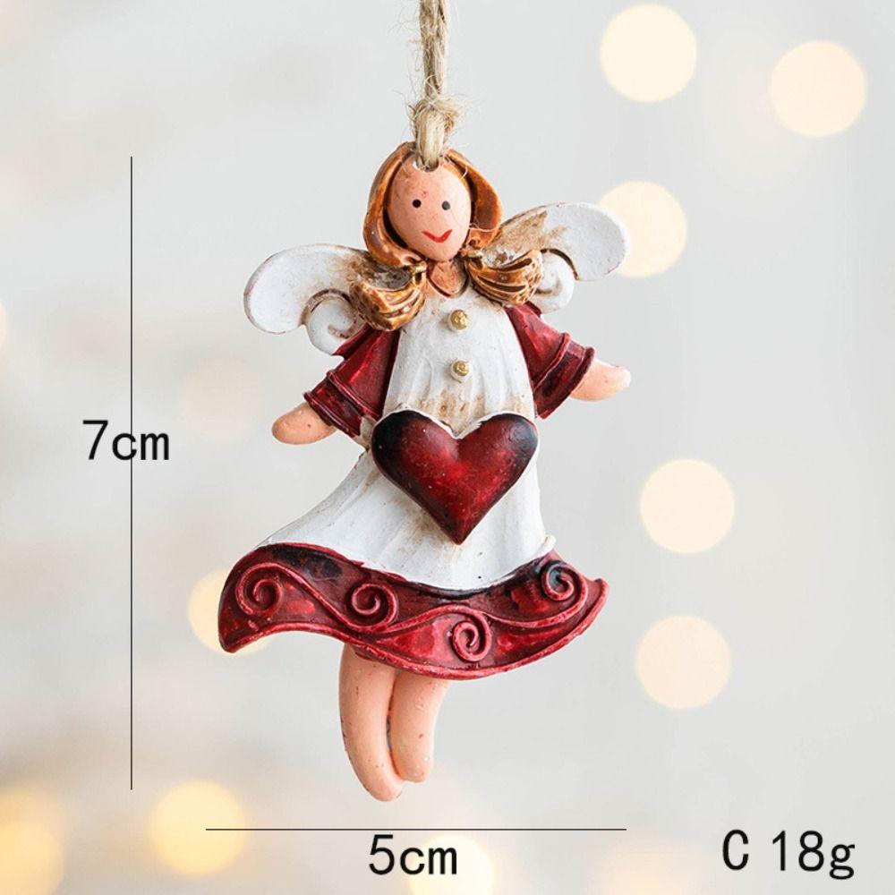 2pcs Home Decor Christmas Tree Charms Cartoon Angel Doll Santa Claus Drop Ornaments Happy New Year