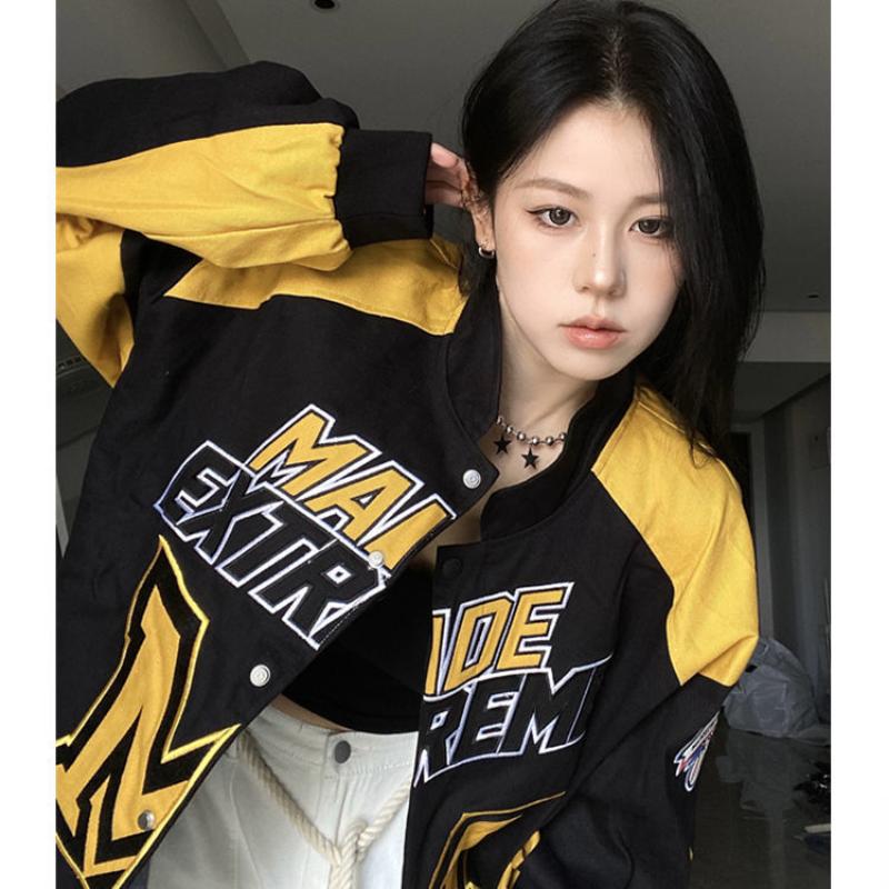 Racer Baseball Jacket Women American Vintage Oversized Korean Streetwear Fashion Racing Jackets Harajuku Bomber Coats