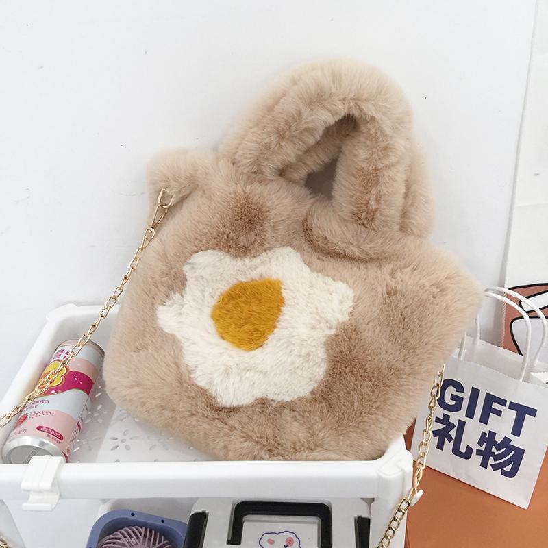 Solid Cotton Flower High Quality Crossbody Bag Zipper Chain Versatile Fashion Winter Soft Simple Fashionable Shoulder Bag