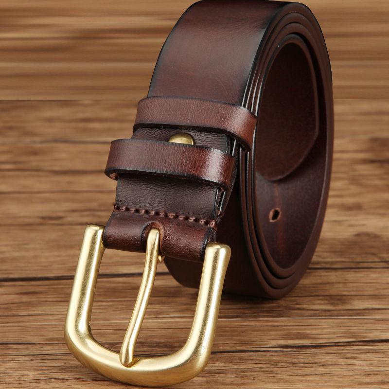 Ремень из натуральной воловьей кожи, пояс из воловьей кожи первого слоя, универсальный для мужчин и женщин молодого и среднего возраста