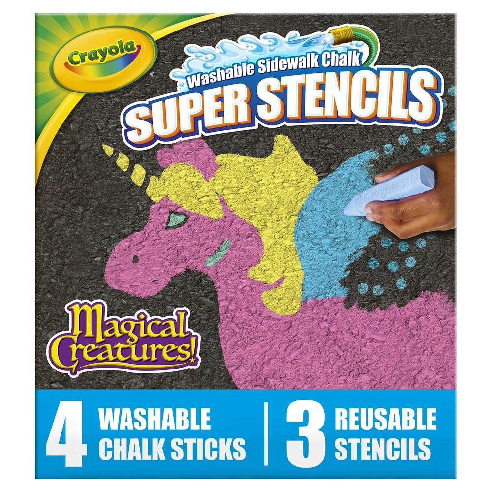 Набор мелков Crayola Jumbo, смываемых водой, 4 цвета, 3 листа с трафаретами, для использования на улице 031001