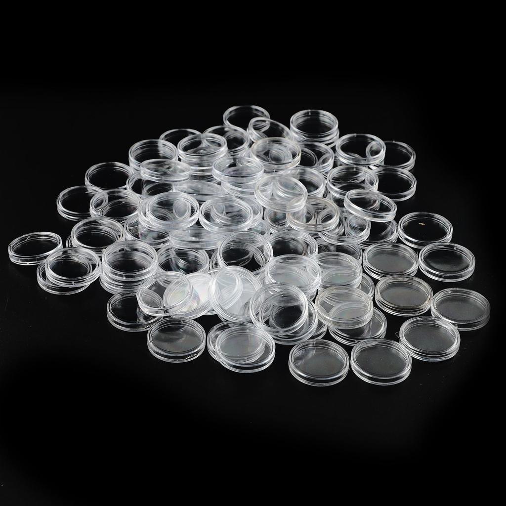 100Pcs 26mm Clear Round Plastic Coin Holder Containers Storage Boxes Case11111111111111111111111111111111111111111111111111111
