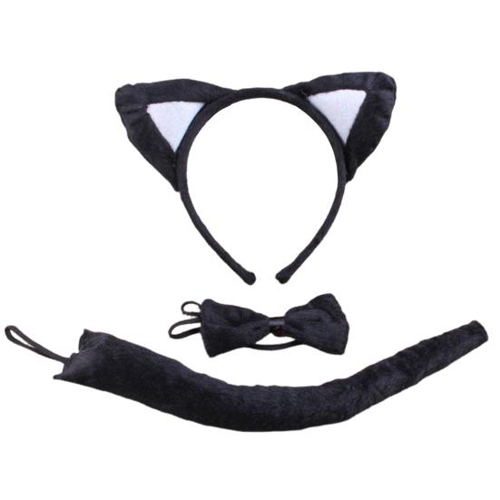 Костюм животного с ушками, повязкой на голову, хвостом, галстуком-бабочкой, набор для малышей и детей, регулируемый плюшевый костюм животного для Хэллоуина, косплей-представление