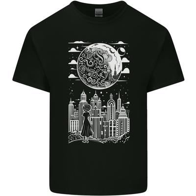 Fantasy City Black and White City Anime Unisexs Light Cotton TShirt
