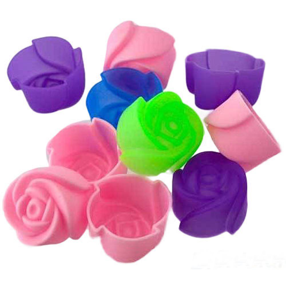 8pcs Kitchen Tools Jelly Muffin Silicone Baking Mould Rose Flower Cup Cake Mold Cookie