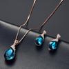 Женщины капли воды форма горный хрусталь кулон серьги-гвоздики ожерелье комплект ювелирных изделий