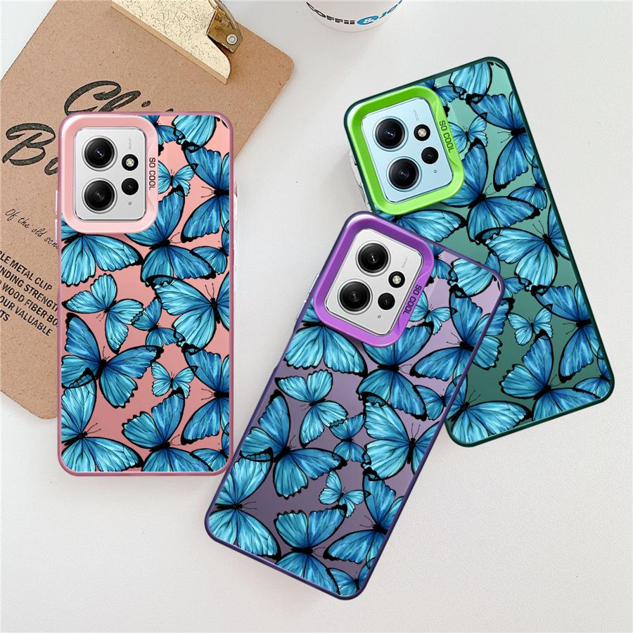 Чехол для Xiaomi Redmi Note 10Lite 10s 14 13 Pro Plus 12s 9s 11s 13 12 11 Pro Мягкий корпус Красивая синяя бабочка