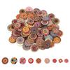 100 Pcs Mixed Pattern Vintage Wood Buttons with 2 Holes for DIY Sewing Craft Decorative 25mm