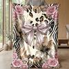 Floral Leopard Ribbon Theme blanket Lightweight Warm Flannel Blanket Decorative Throw Blanket for Home Decoration